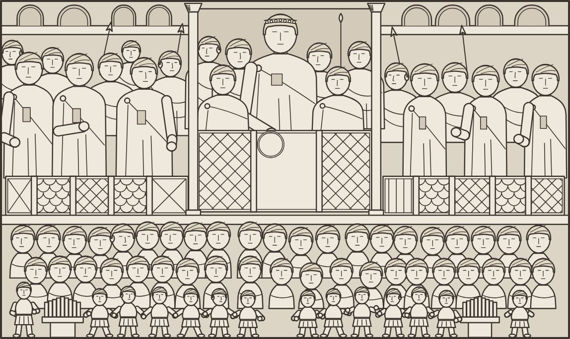 The line drawing of the same relief, as it appears in the app