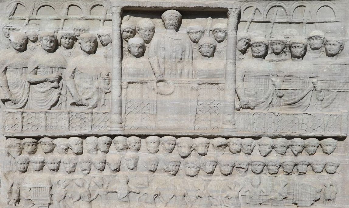 Photograph of the east side of the pedestal relief